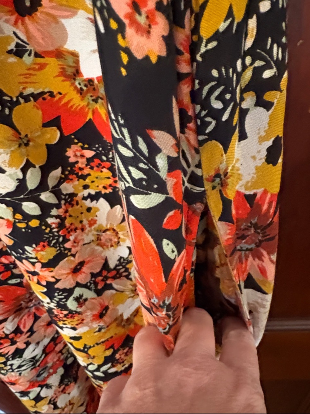 Natural Life Sleeveless Black Floral Maxi Dress with Orange and Yellow Blooms - Picture 3 of 8